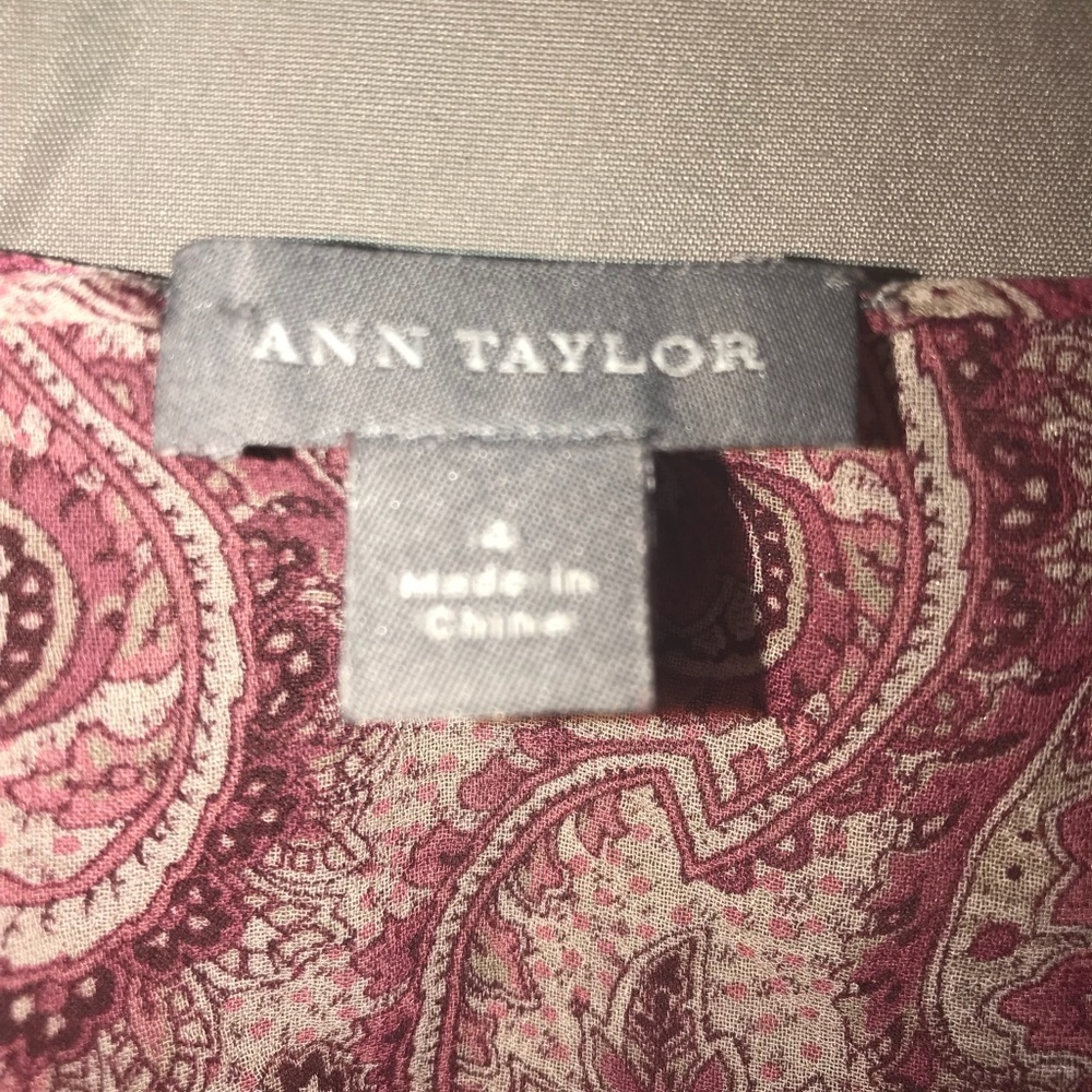 Ann Taylor paisley sheer top attached silk tank - Picture 3 of 6